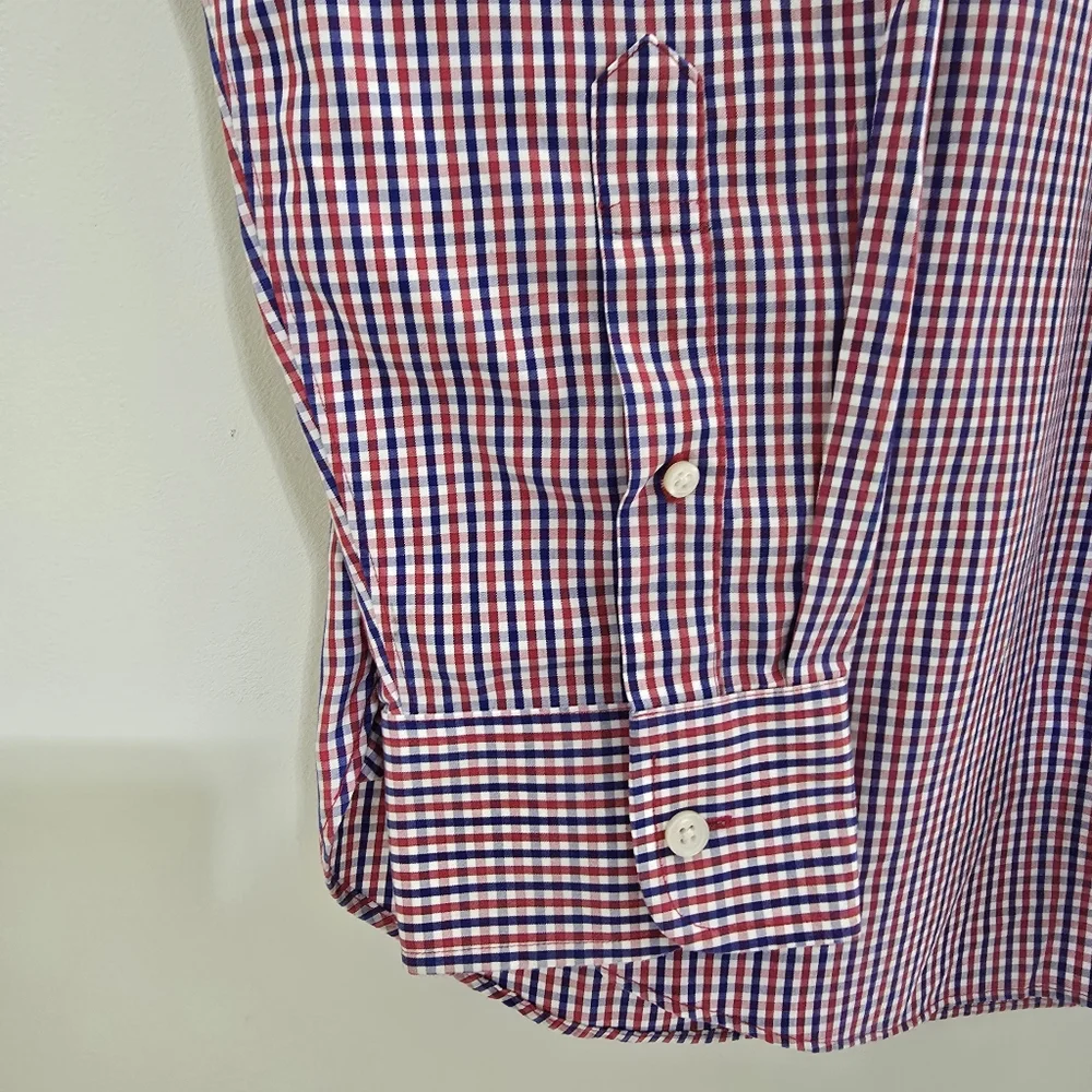 J. CREW size XL Thompson 80s 2 Ply‎ Plaid Wrinkle Free Button Down Dress Shirt